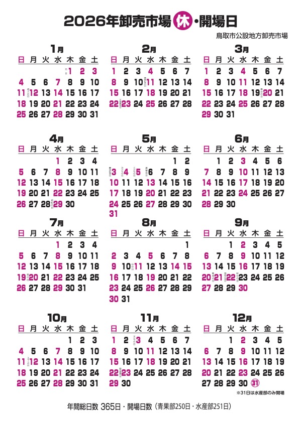 市場カレンダー
